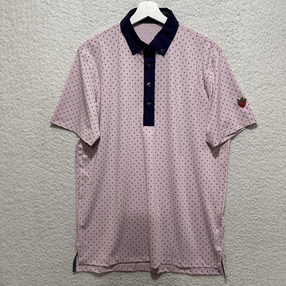 Greyson Men's Golf Polo Shirt Size Medium‎ Pink Performance Icon G Print NWT